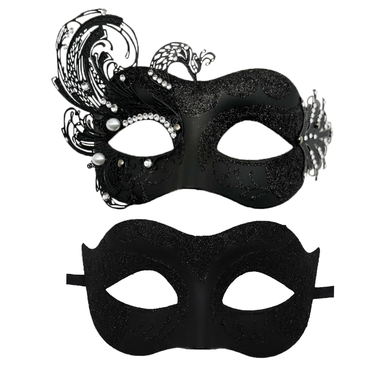 Seglorwy Masquerade Mask for Couples, Women Men Venetian Mardi Gras Halloween Christmas Party Couple Masquerade Mask(Black Swan)