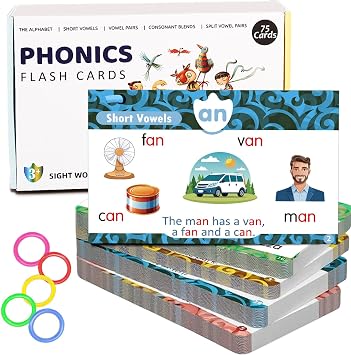 75 Phonics Flash Cards Ages 4-8,Learn to Read with CVC Words & Sight Words