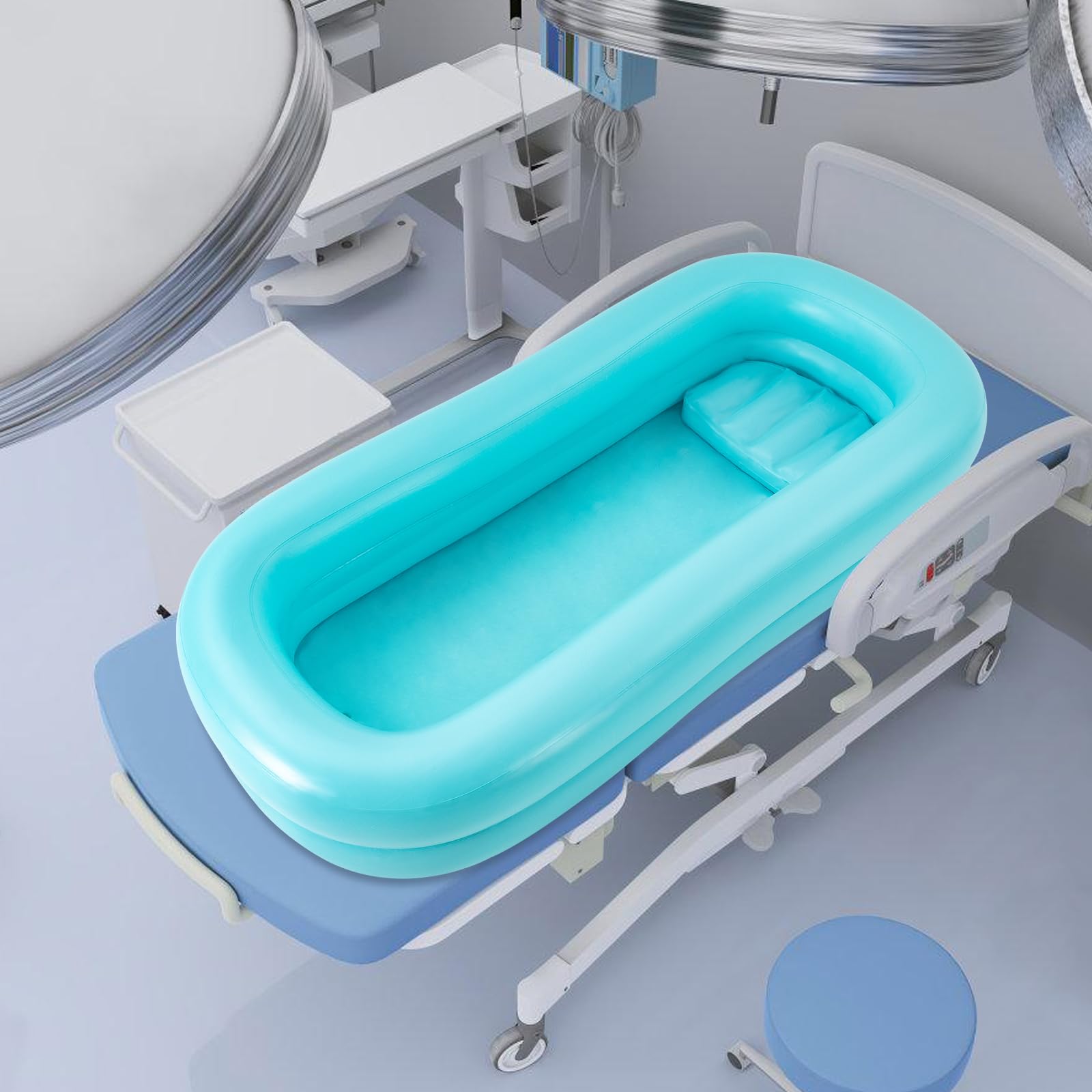 Cama de ducha inflable para el baño, ayuda para el baño, para personas mayores, para personas mayores, higiénica, ahorra espacio, con bolsa de agua, manguera para pacientes discapacitados, hogar y