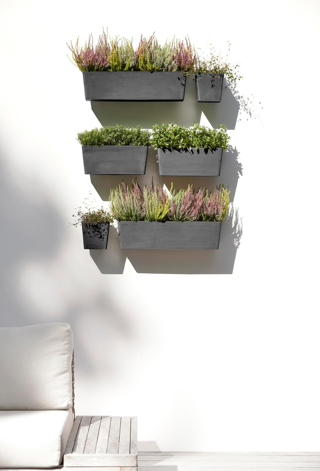 Ecopots Manhattan Small Rectangle Wall Planter - 13.8 in x 6.9 in x 5.9 in