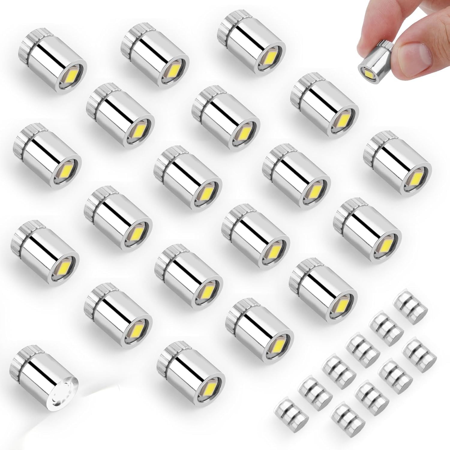 20pcs Micro Mini LED Lights, Cold White Miniature LED Lights with 10 Extra Battery for Dollhouse Tiny Crafts DIY Decor for Miniature Projects Toy Buildings & Party Decoration