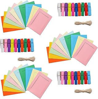 30 Pcs Paper Picture Frames,5x7 Inch Colorful Cardboard Photo Frames with Clips DIY Photo Holders, Hanging Display Kit for Home/Party/Office