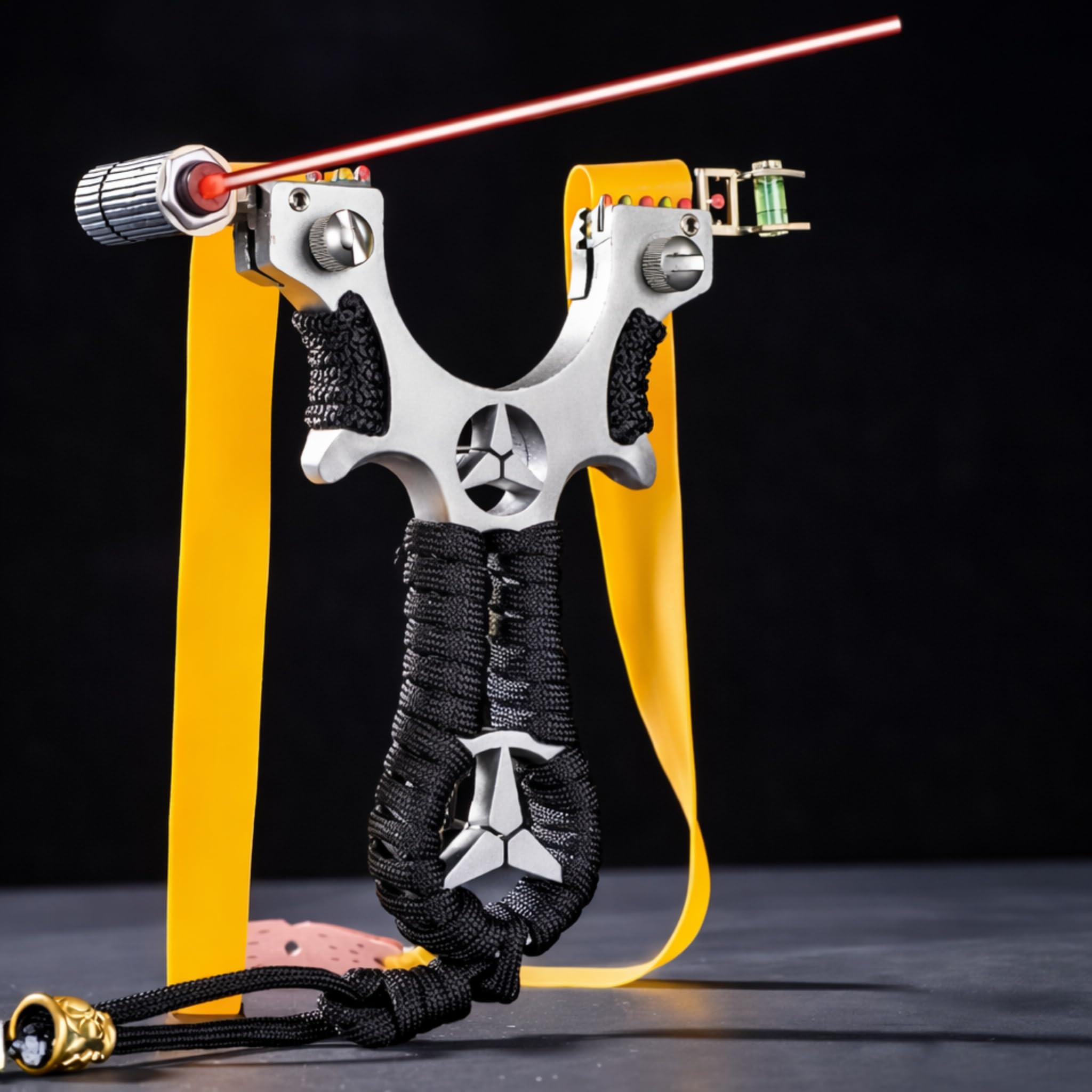 Professional Metal Slingshot Catapult with Laser Light Heavy Duty Stainless Steel Frame for Adults Beginners Outdoor Target Practice Multicolor (Slingshot with Grip(SS))-image-39