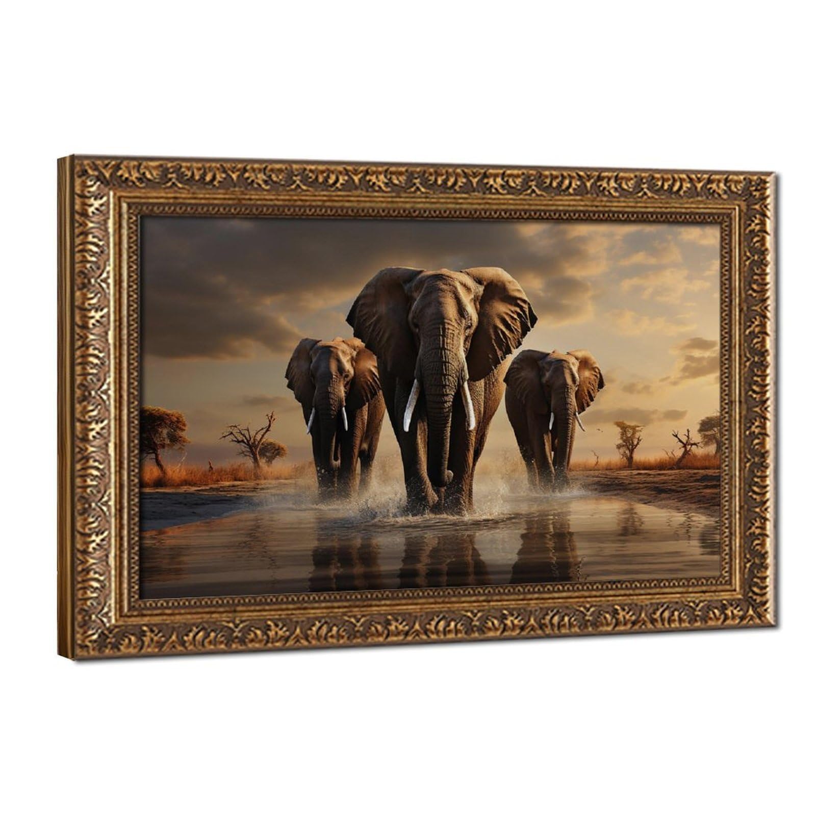 Bareronor Huge Elephant Poster (2) Canvas Poster Bedroom Decor Landscape Office Room Decor Gift 16" L X 24" W