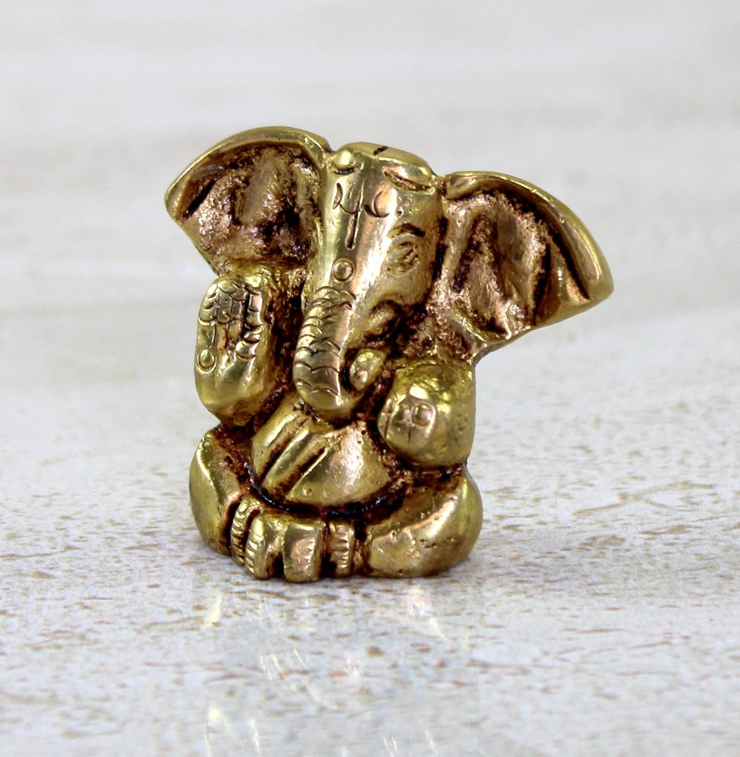 eSplanade Brass Ganesha Idol - 1.2 inches (Small Size) | Home Decor | Ganesh Ganesha | Bal Ganesh | Ganpati Ganapati Murti Statue (Antique)