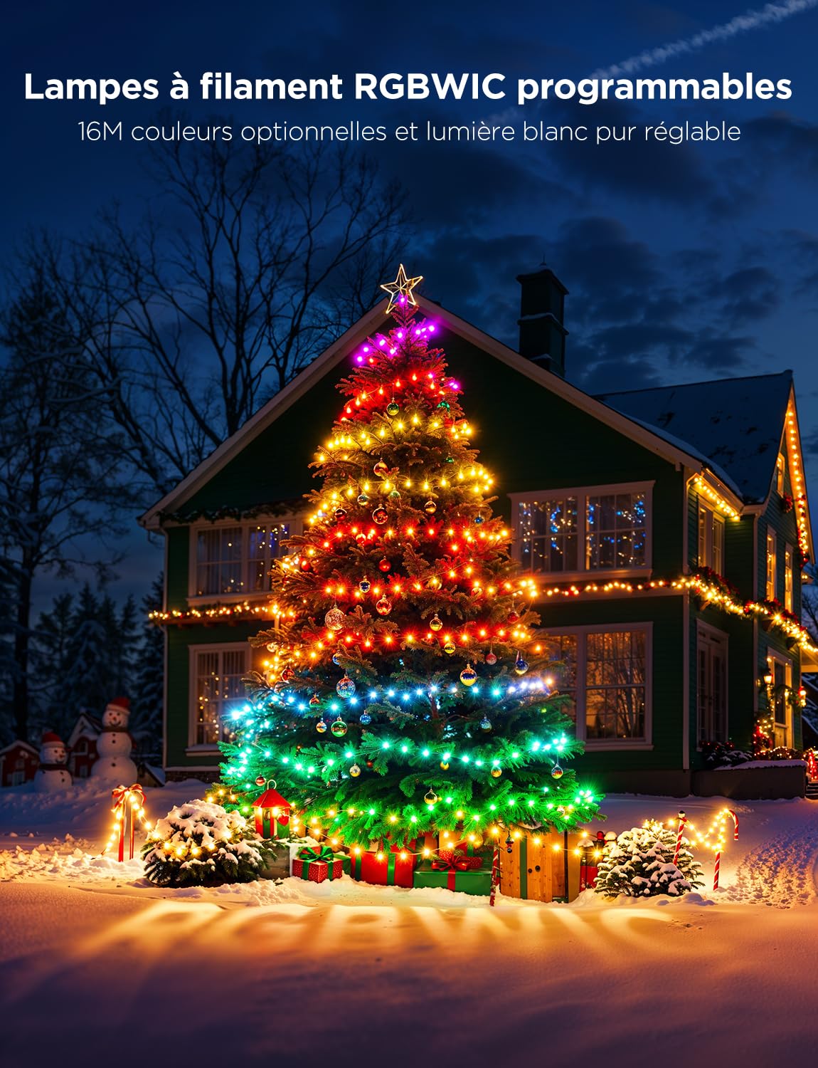 Govee RGBWIC Guirlande Lumineuse de Noël 20M, 200 LEDs, câble Transparent | plus de 130 modes de scène dynamiques, compatible avec Matter et Alexa, décorations Halloween et Noël