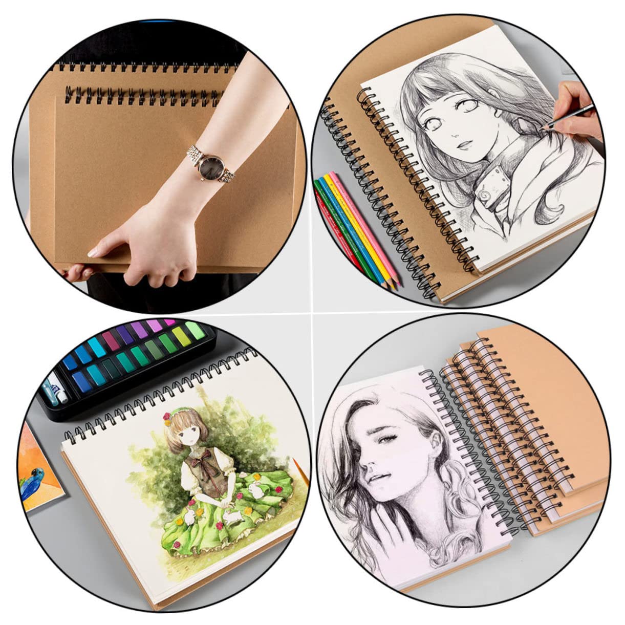 WRITWAA 1pezzi Quaderno per Schizzi Copertina in Cartoncino Blocco da Disegno Spirale Pagina Bianca Vuota per Pittura Quaderno da Disegno Resistente per Schizzi e Disegni