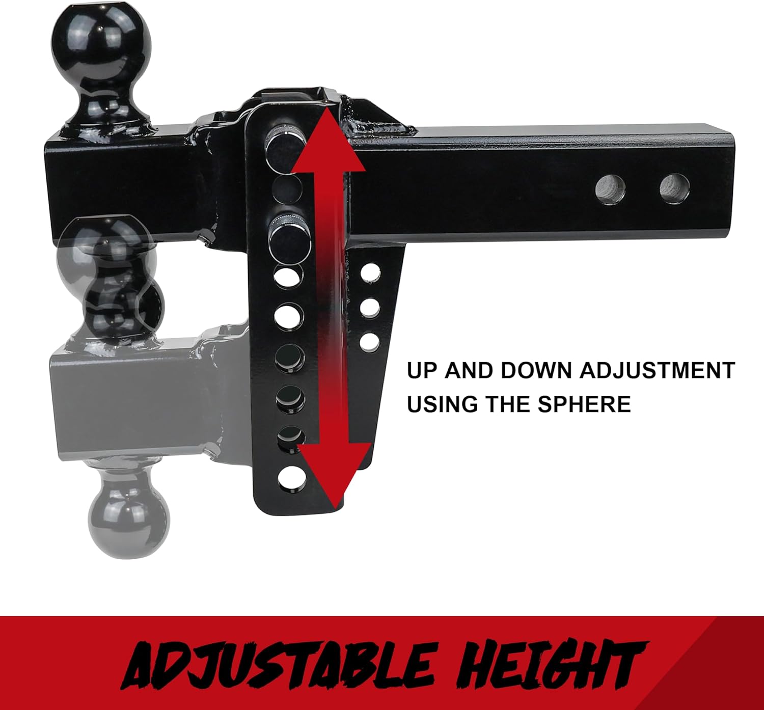 DBXB-RV Adjustable Trailer Hitch Drop Hitch Tow Hitch, Fits 2-Inch Receiver, Heavy Duty Tow Hitch with 6-Inch Drop/Rise, 2" & 2-5/16" Ball Hitches, 20,000 LBS GTW. Anti-Theft Hitch Locking Pins.