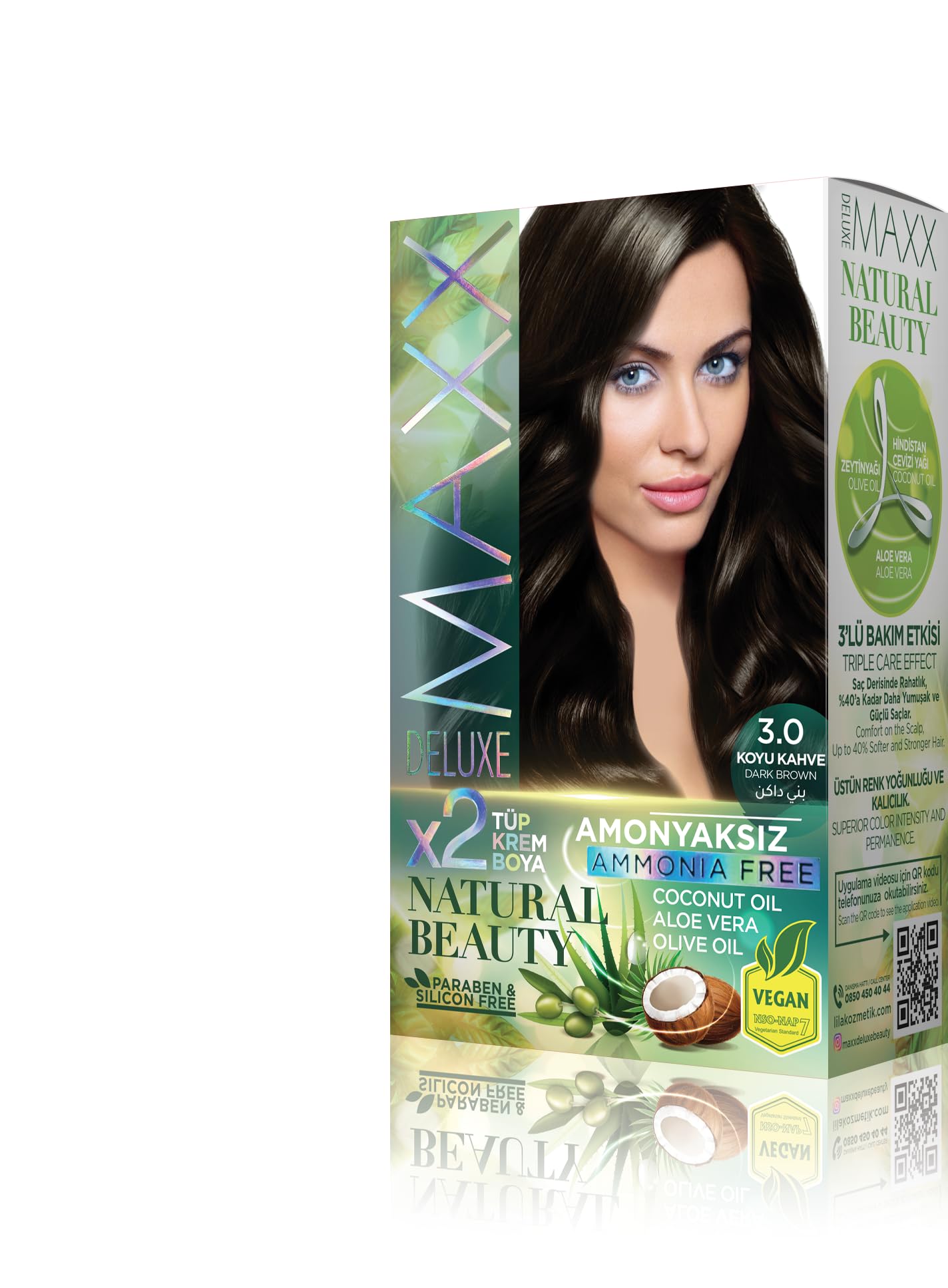 Maxx Deluxe Natural Beauty Amonyaksız Set Saç Boyası 3.0 Koyu Kahve