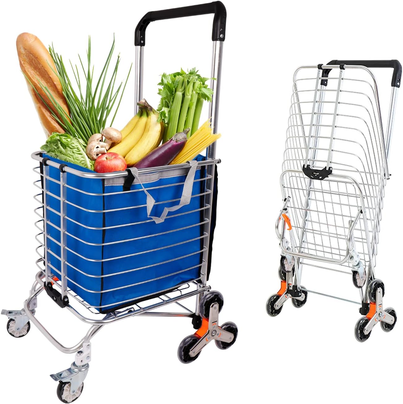 Homegroove Folding Shopping Wheeled Cart, Shopping Cart with Wheels