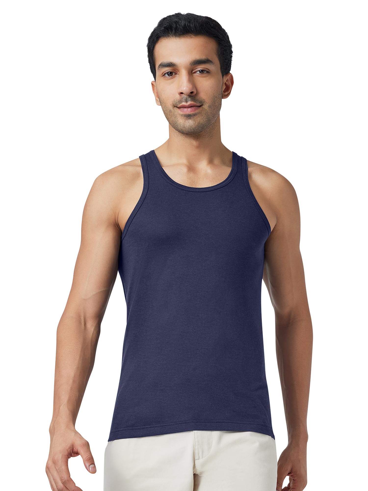 xyxx Men Cotton Modal Vest, Regular Fit, Solid, Pack of 1, XYVEST05L, Midnight Blue, L-picture-40