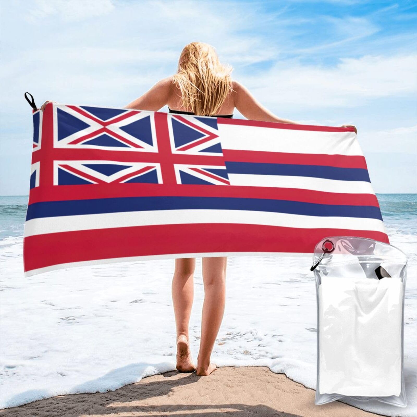 DIEzig Hawaii Flag Print Beach Towel Fast Dry Thin For Holiday Vacation Cruise Gym Swimmers