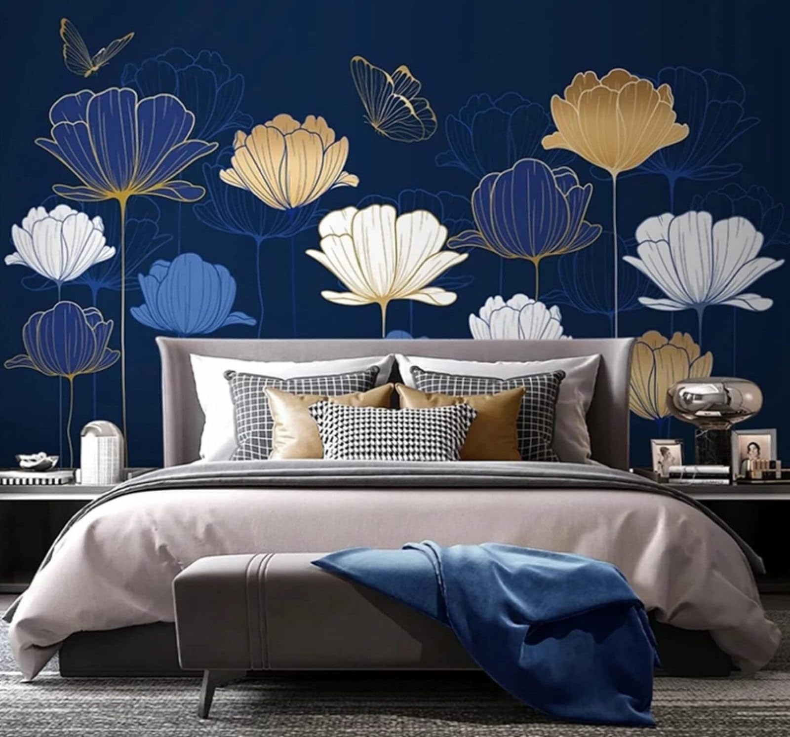 XLMING Minimalist Colourful Lines Flowers Butterflies 3D Wallpaper Luxury Home Dining Decor Paste Sofa Living Room The Wall for Bedroom Mural-430cm×300cm
