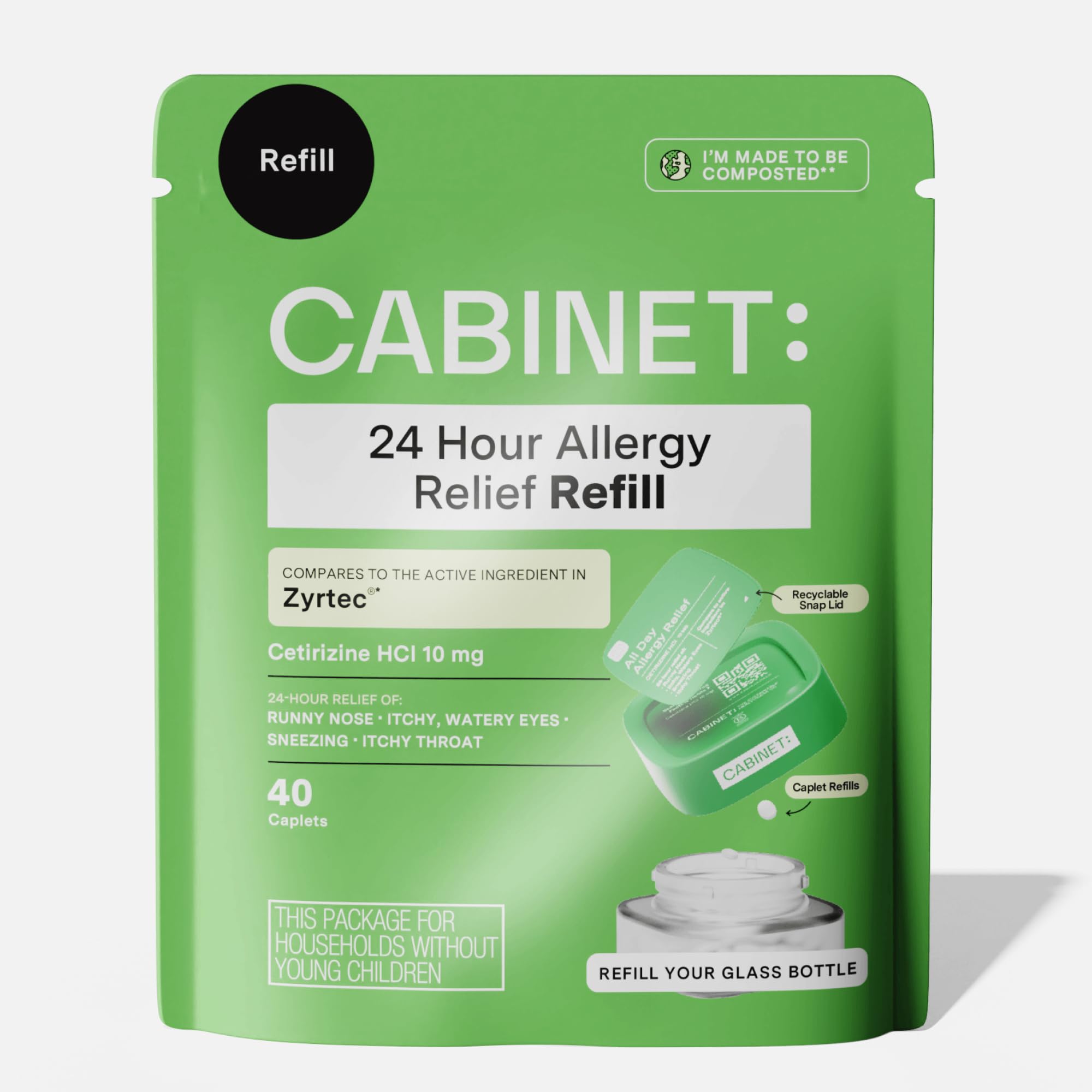 Sponsored Ad - Cabinet: All Day Allergy Relief Cetirizine 10mg for Non-Drowsy Relief from Common Allergy Symptoms (Refill Pouch)