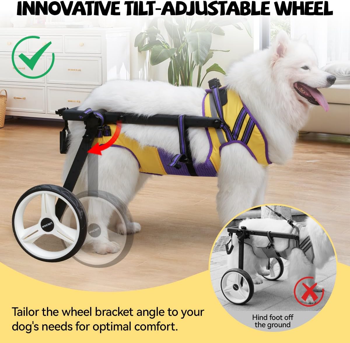 Innovative Tilt-Adjustable Wheel for Dog Wheelchair