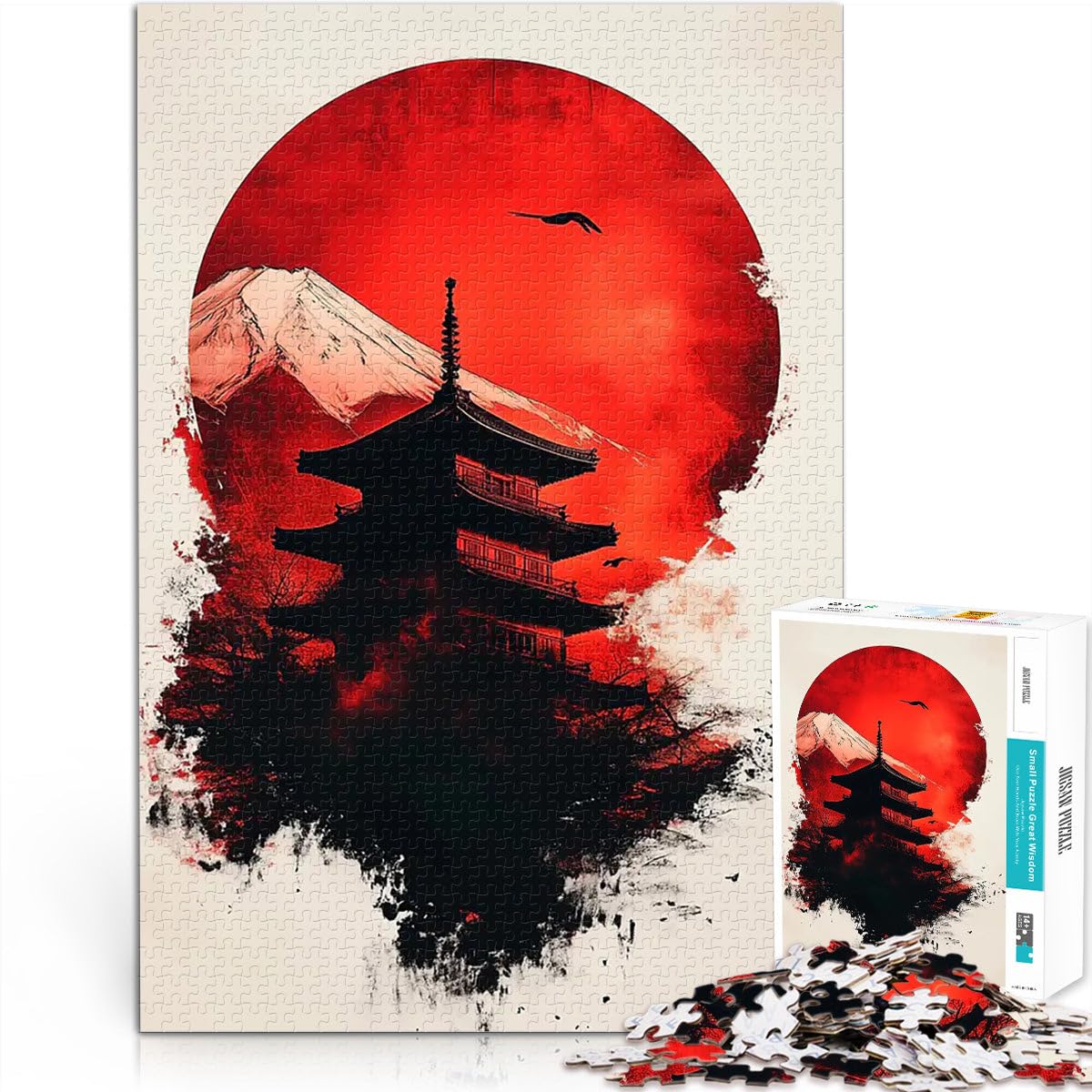 Jigsaw Puzzles 1000 Piece for teenagers Japanese Pagoda Sunset Lernspielzeug Einzigartige Geburtstags- und Geschenkideen38x26cm — image 1