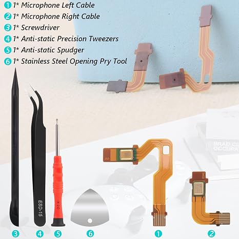 for PS5 Microphone Flex Cable for Sony PlayStation 5 PS5 BDM-010 Handle Inner Mic Ribbon Cable Controller Replacement with Tools(Lelf and Right)