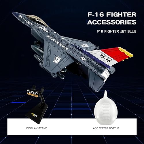 Miniatura 3 de OTONOPI Fighter Jet Toy F-16 Jets de juguete para niños, avión militar del ejército de la fuerza aérea, juguete de caza de metal fundido a presión