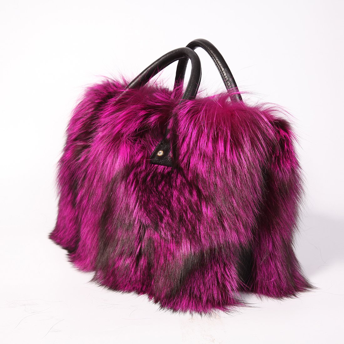 URSFUR Women's Winter Handbag Real Fox Stachel Bag Purse