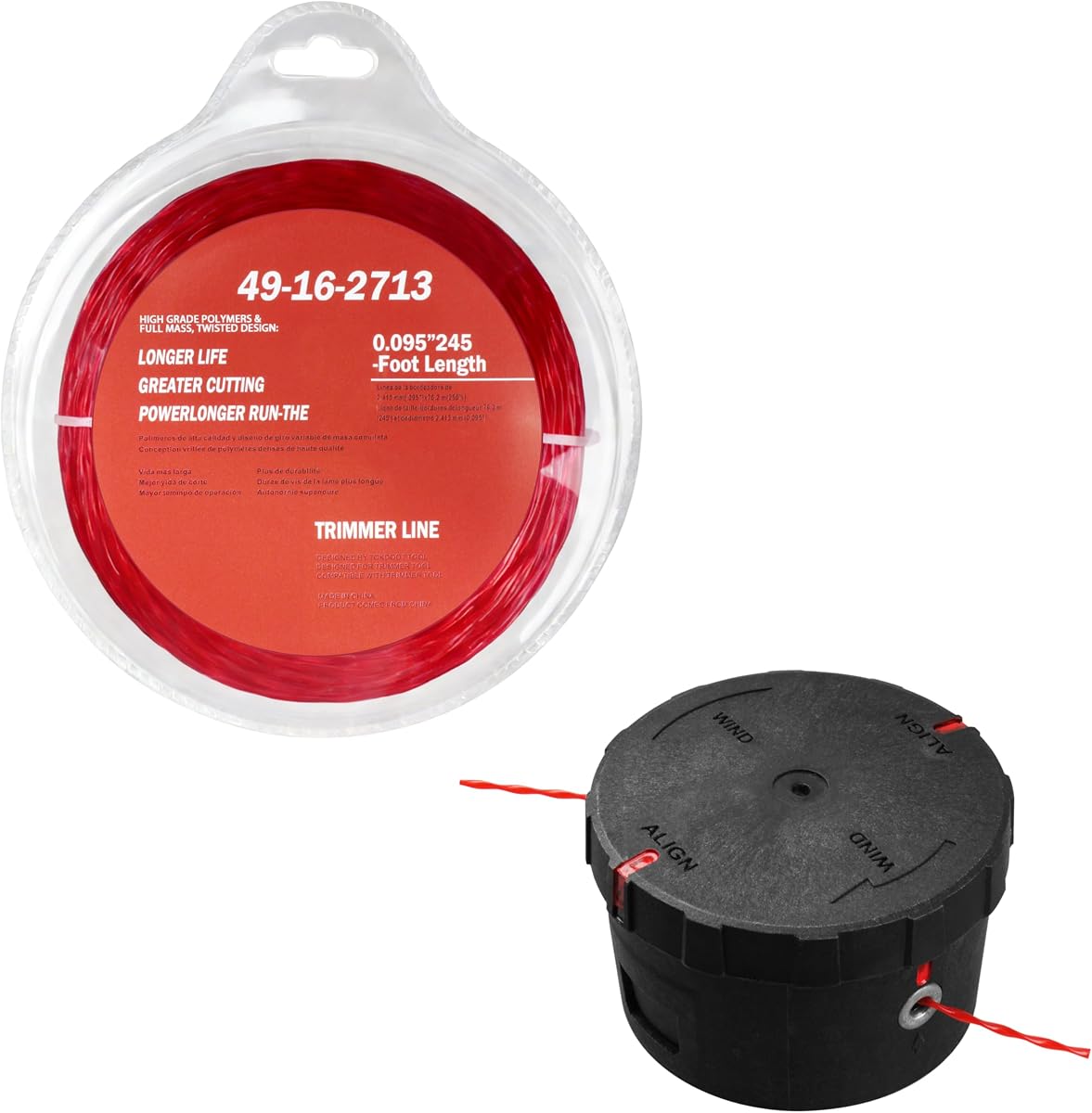 49-16-2714 for Milwauke String Trimmers Rrepl Easyld Trimmer Head | with 49-16-2713 Square-Shaped Trimmer Line Trimmer Line, 095 in. x 250 ft