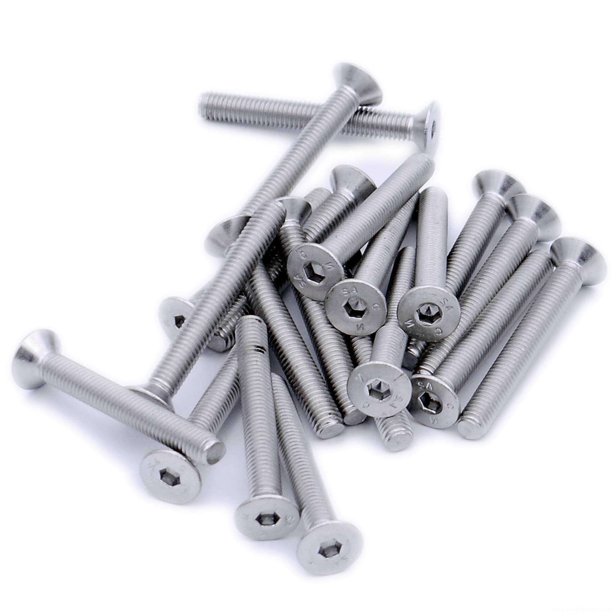 Singularity Supplies Silver M4 (4Mm X 12Mm) Hex Socket Countersunk Machine Screw (Bolt) - Stainless Steel (A2) (Pack Of 20)