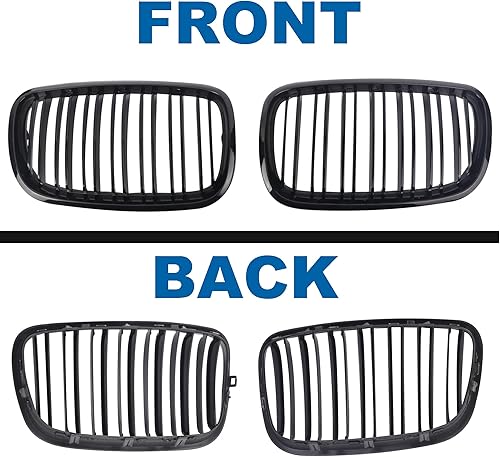 Miniatura 6 de Parrilla de riñón para parachoques delantero, color negro brillante, compatible con BMW X5 E70 X6 E71 2007-2014 doble listón doble línea
