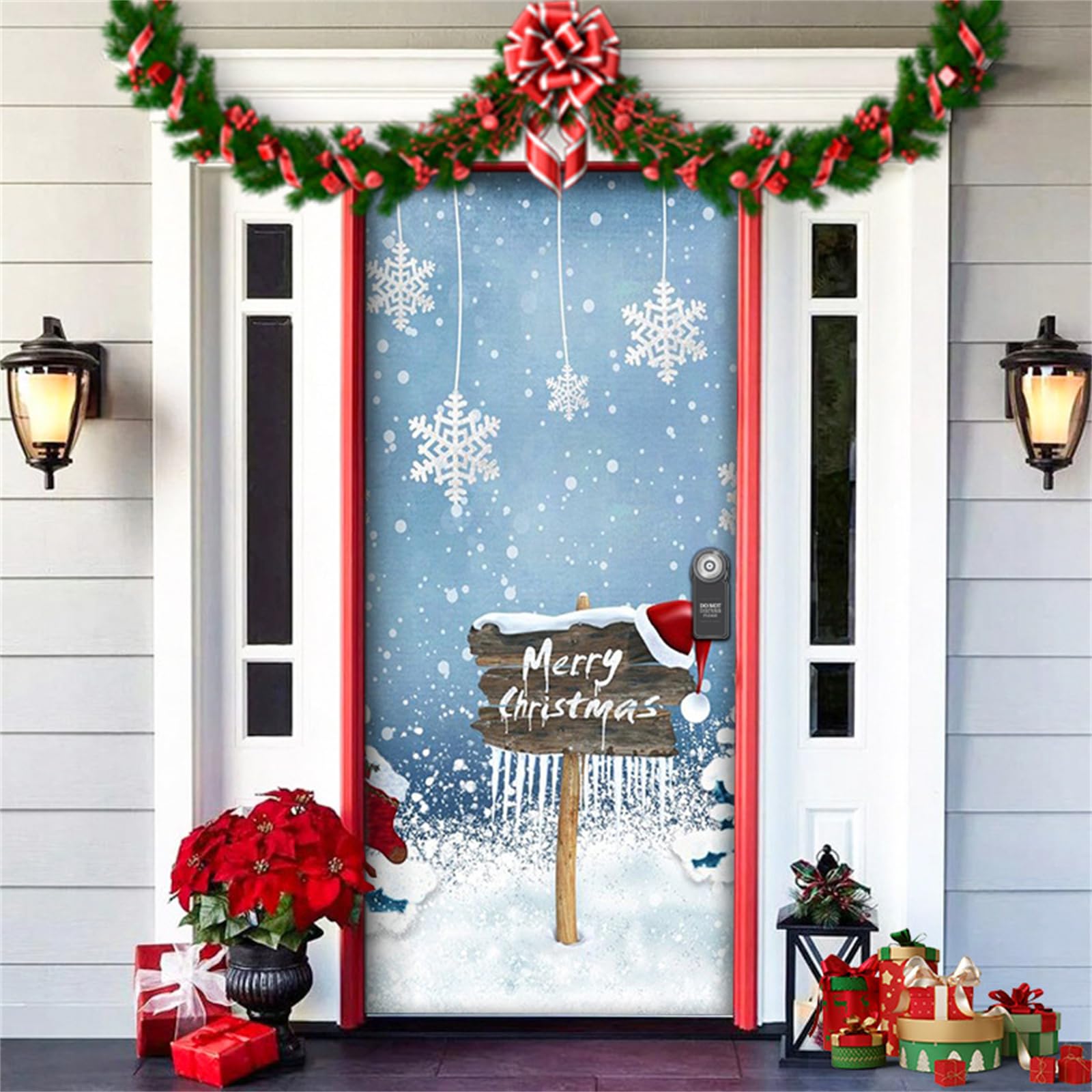 Tsophreniq Festival Door Curtain with Fade Resistant Polyester Materials for Christmas and New Year Decors Christmas Door Cover Polyester Holiday Decors
