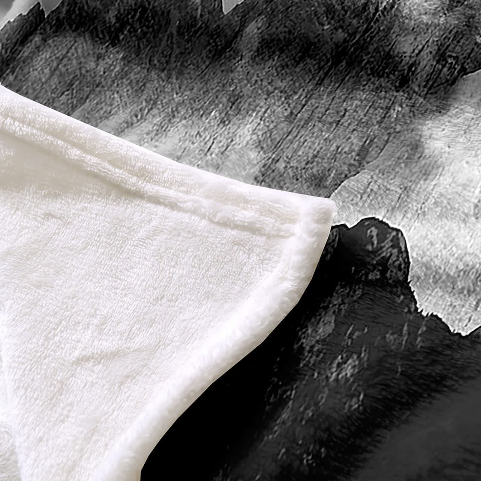 Coperta Divano Flanella,Coperta da Divano Motivo di Montagne Nero Bianco Grigio Coperta Divano Invernale 180x200cm