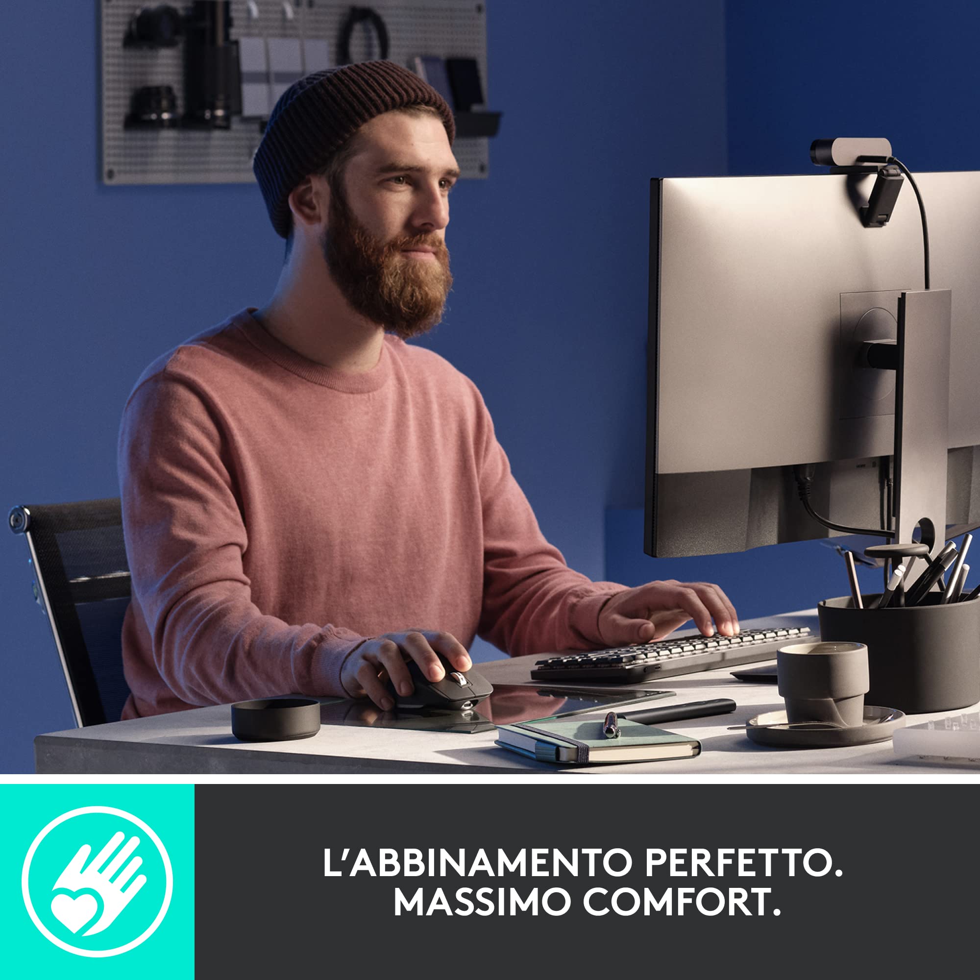 Logitech Kit MX Mechanical - tastiera wireless standard illuminata, Tactile Quiet e mouse wireless Bluetooth MX Master 3S Performance, macOS, Windows, Linux, iOS, Android, US Internazionale - Grigio