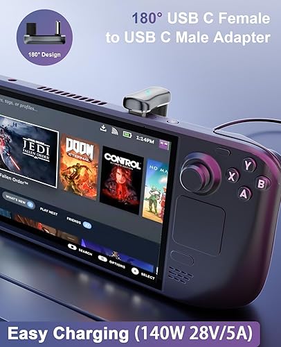 Miniatura 3 de Duttek USB C 180 Degree Adapter 140W, U Shape USBC to USBC Adapter with 0.4in Spacing, U Shape Extender Connector 20Gbps Support