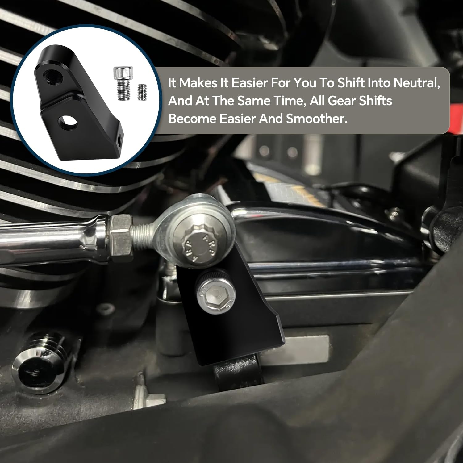 EZ Shift Neutral Gear Assist Compatible with 2000-2017 Harley Touring Twin Cam Dyna Softail Electra Glide Street Glide Road Glide Road King, Black Color Aluminum Bracket