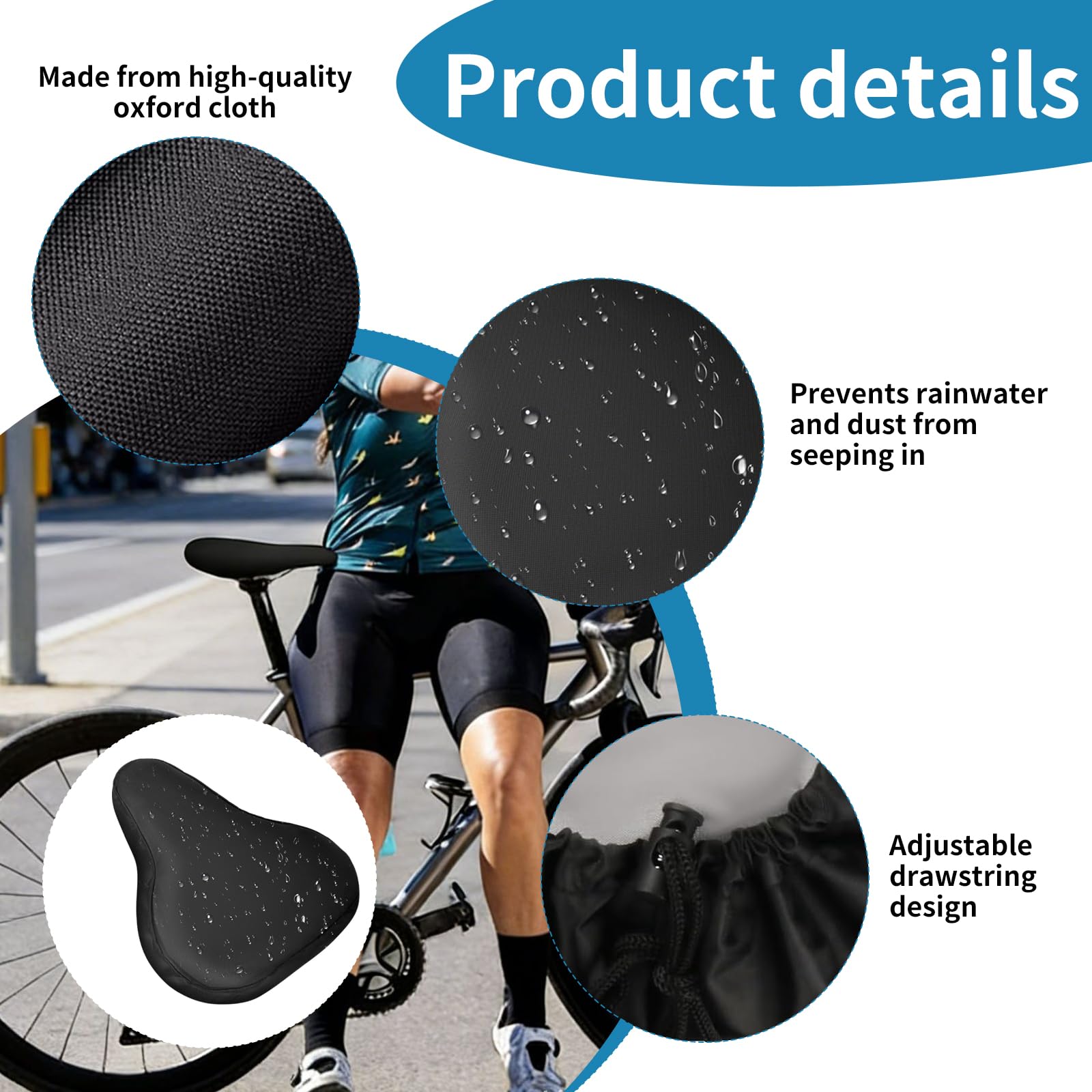 2 Pezzi Coprisella Impermeabile Bici 210D Oxford, Coprisedile Antipioggia Universale 24x27x10 cm con Coulisse, Protezione Sella MTB Strada Antipolvere Nero