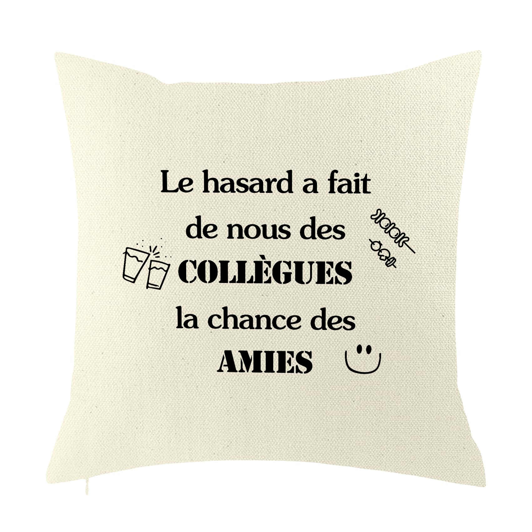 Housse De Coussin Cadeau Départ Collègue - Message Personnalisé - 45x45 Cm Coton Lin