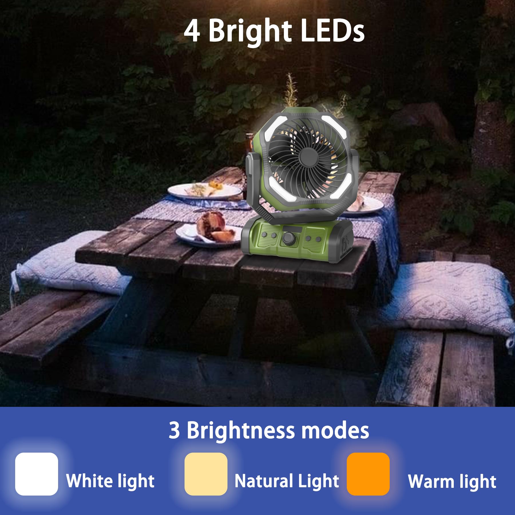 Amazon.com: 20000mAh Dual-Motor Camping Fan with 4 LED Lights