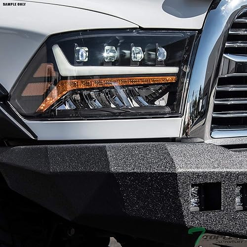 Miniatura 7 de 7422440583555 Compatible con Dodge Ram 2009-2018 1500/2019-2022 Classic / 2010-2018 2500 3500 carcasa negra Full LED Sequential Quad Proyector Faros