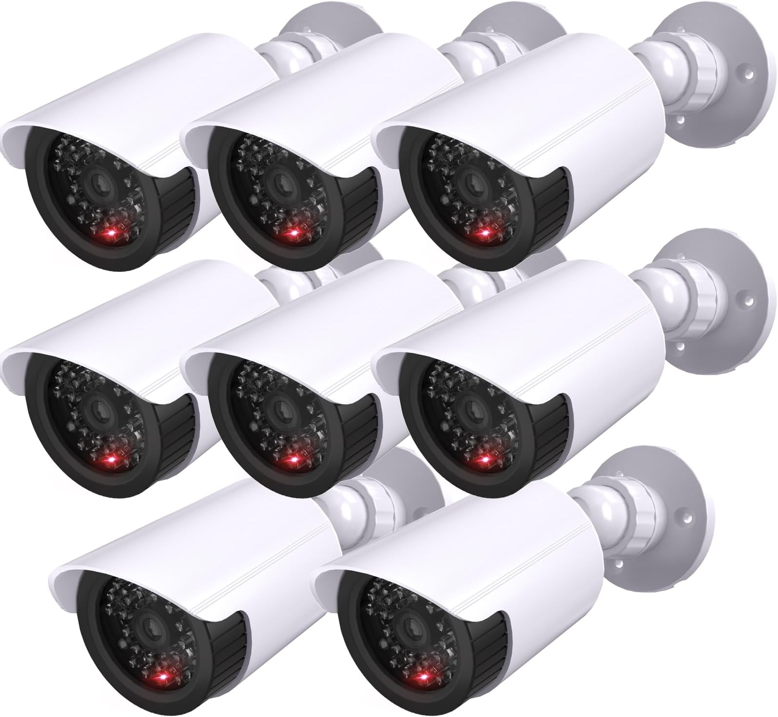 WALI Dummy Fake Camera, Surveillance Security CCTV Dome Camera, Indoor Outdoor Cameras, with One LED Light, Security Alert Sticker Decals (TC-W2), 2 Pack, White