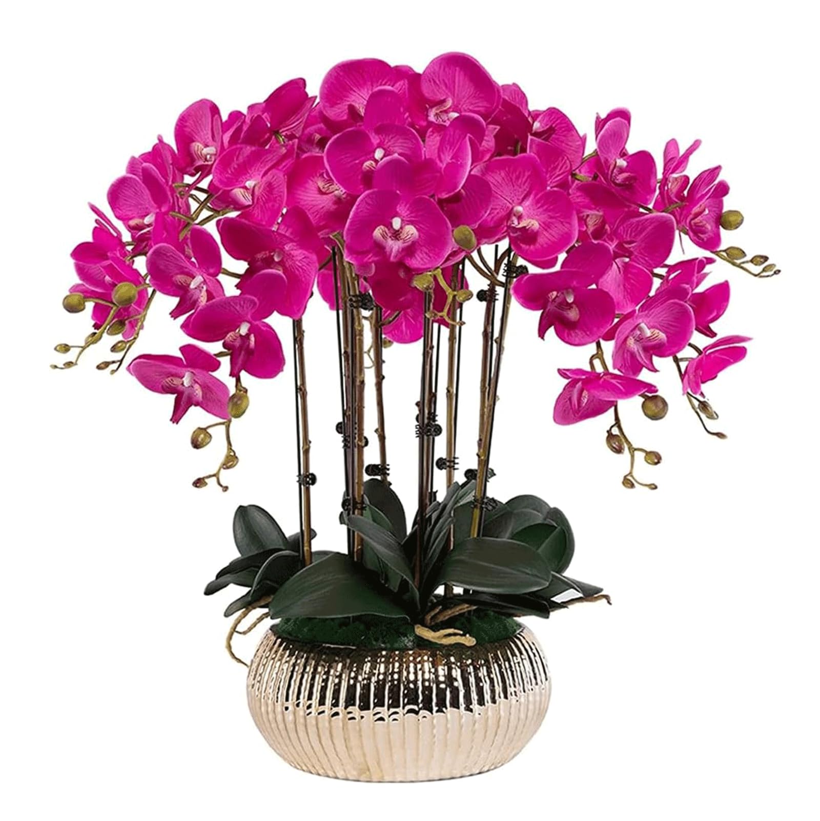 MYUYEE Artificial Flower 63Cm Artificial Orchid With Ceramic Vase Fake Floral Potted Faux Home Decor Table Phalaenopsis Flowers