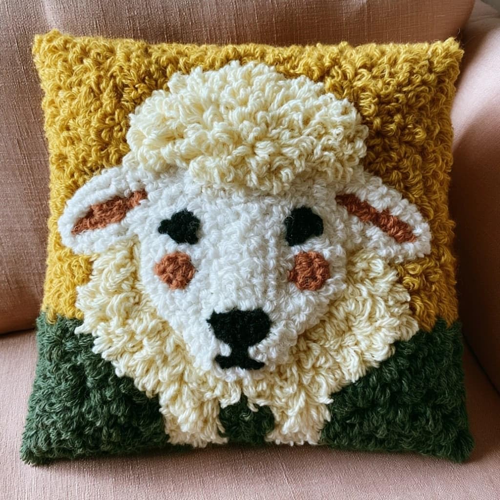 Taxpy DIY Latch Hook Pillow Kit Sheep 17X17 Inch