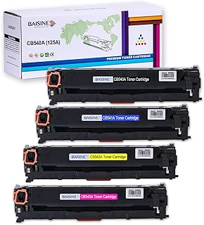 CP1215 Toner Replacement for HP 125A CB540A, BAISINE 4-Pack (CB540A Black, CB541A Cyan, CB542A Yellow, CB543A Magenta), Used in HP CP1518ni CP1215 CM1312nfi CP1515n CM1312 MFP Printer