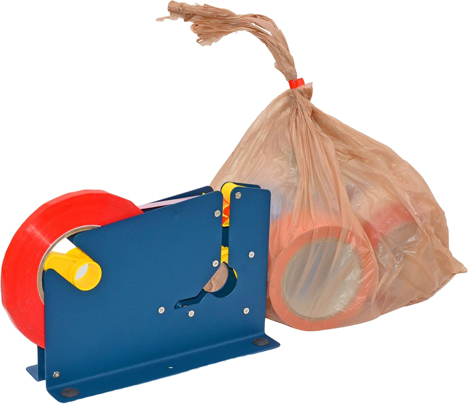 WOD Metal Constructed Poly Bag Neck Sealer Taper Dispenser with Trimmer Blade - Ideal for Packaging/Seal Produce, Meat or Sausage Bags: Fits Up to 1/2 inch Wide (Holds 3 inch Core)