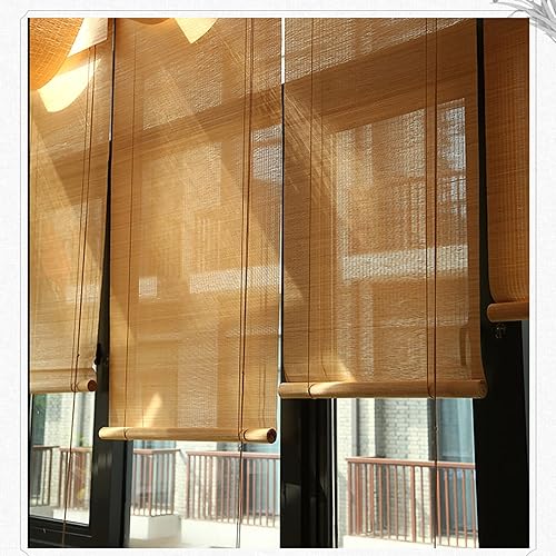 Miniatura 3 de Persianas enrollables de bambú para patio con elevador, ventana enrollable de bambú, para balcón, hotel, tetera, 21.7 x 51.2in