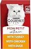 GOURMET Mon Petit Intense Meaty Variety البط والدجاج والديك الرومي طعام القطط الرطب 6x50 جرام عبوة من 8