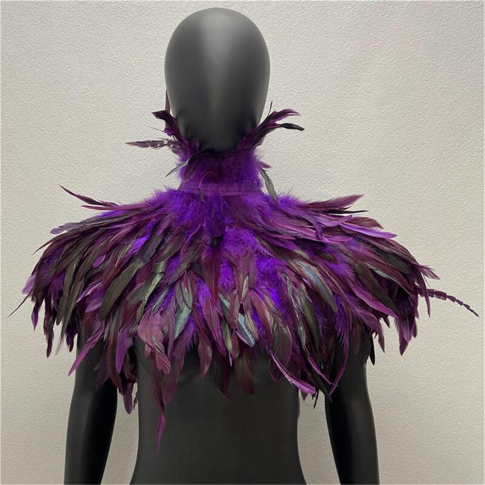 Mantello gotico con piume per adulti donne scialle festa a tema costume festival musicale vestire collo sciarpe da donna sciarpa collo accessorio per feste di Halloween