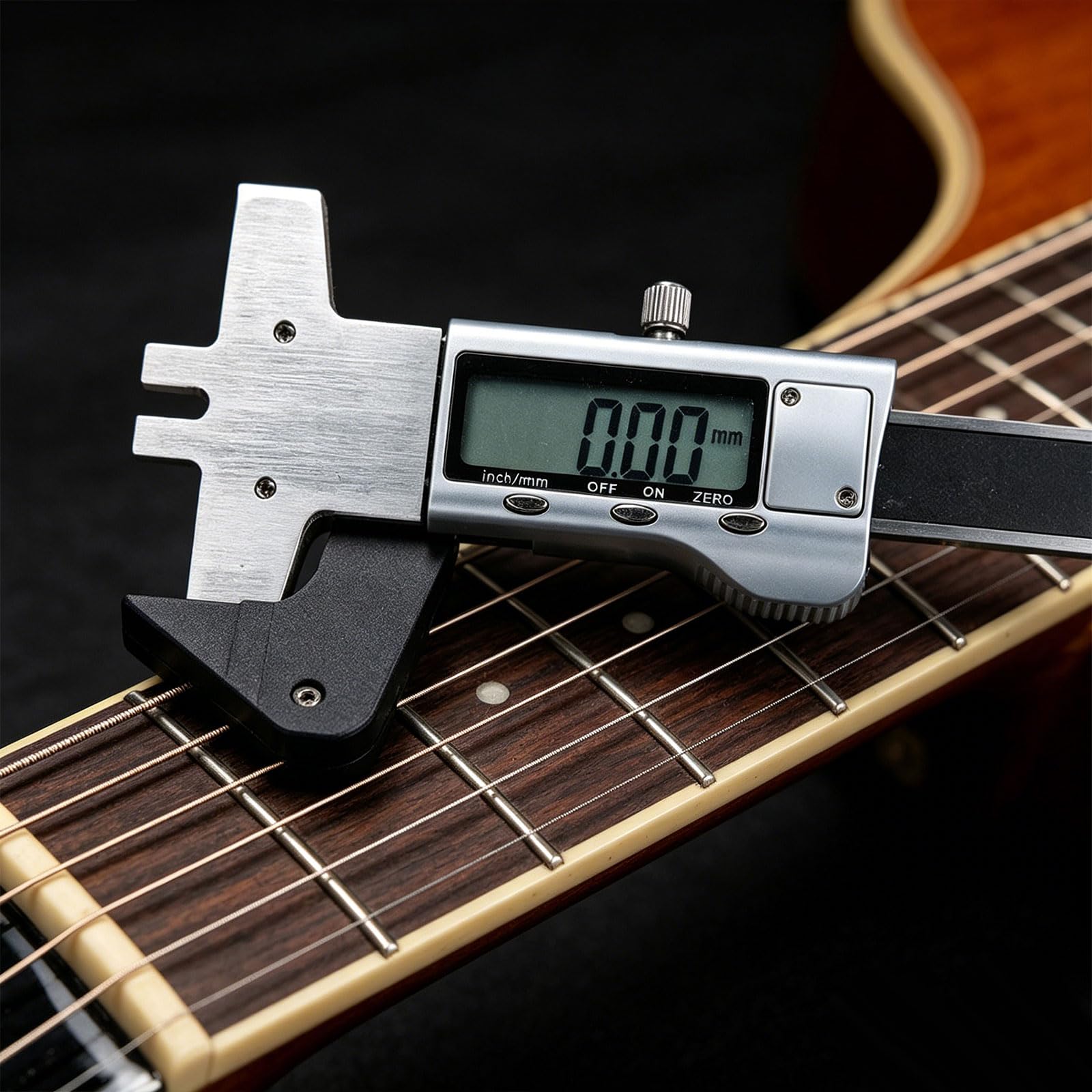 Règle d'action des cordes de guitare en aluminium avec affichage numérique Règle de distance pour des mesures rapides Outil de mesure de la hauteur de guitare