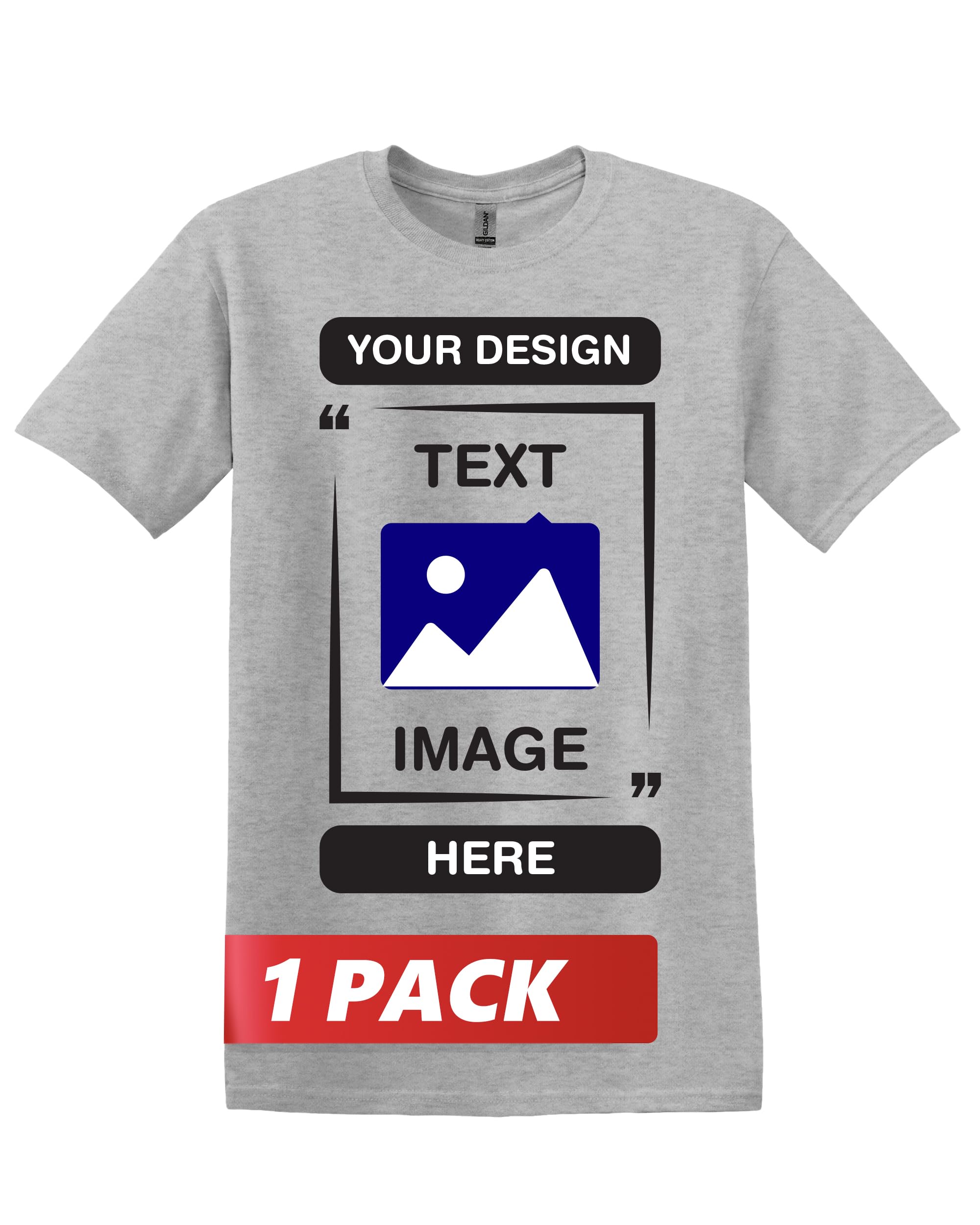 Gildan Custom T-Shirts - Personalized Unisex Crewneck Tee Shirt - Customize Your Image, Text & Photo - Men Women Adult