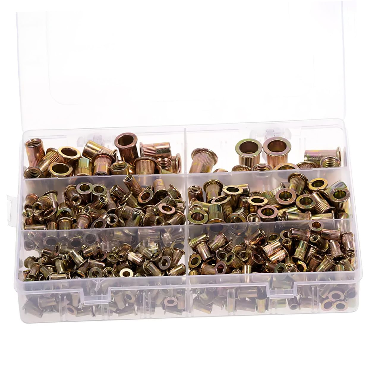 LIFKOME 500 Pcs Carbon Steel Rivet Nut Assortment Kit M3 M4 M5 M6 M8 M10 Threaded Insert Nuts for Metal Fastening Industrial Use