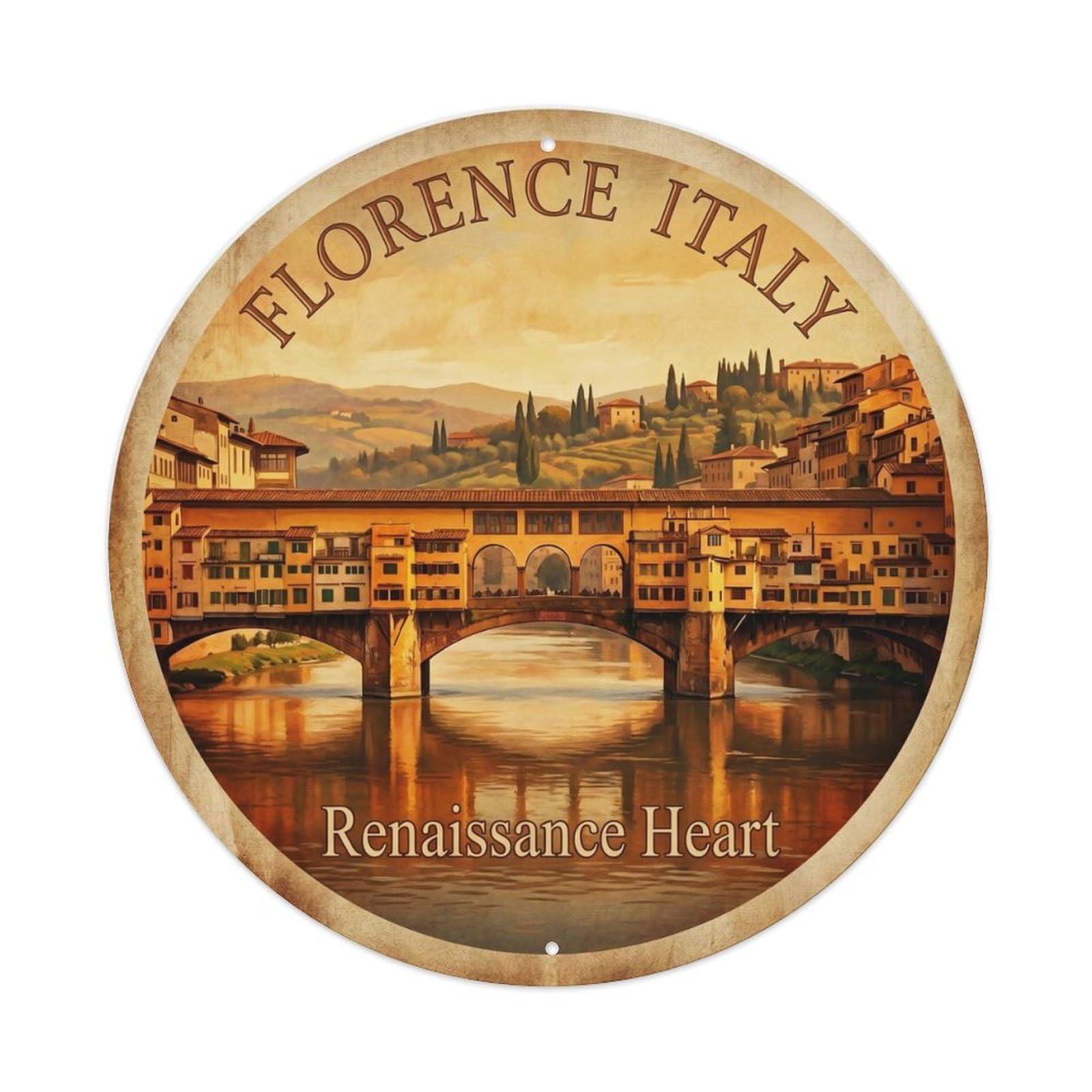 Vintage Travel Florence Italy Renaissance Metal Tin Sign
