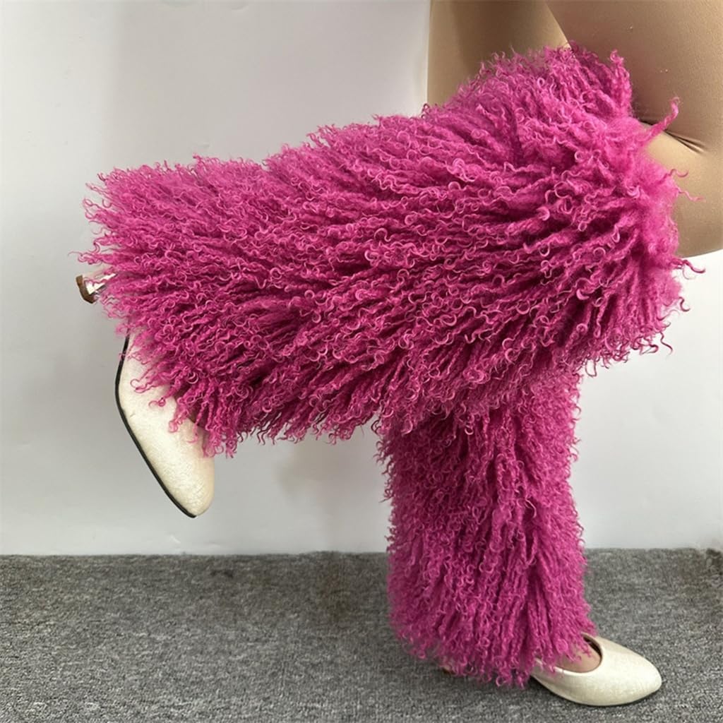 Women Fall Winter Furry Leg Warmers Calf Socks Cuffs Solid Color Fuzzy Plush Foot Warming