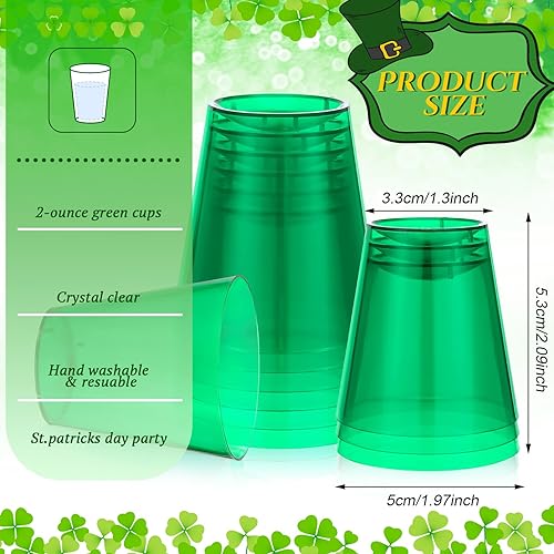 Miniatura 2 de Meanplan 50 vasos de chupito para el día de San Patricio de 1 onza desechables de plástico para adultos suministros de fiesta del día de San