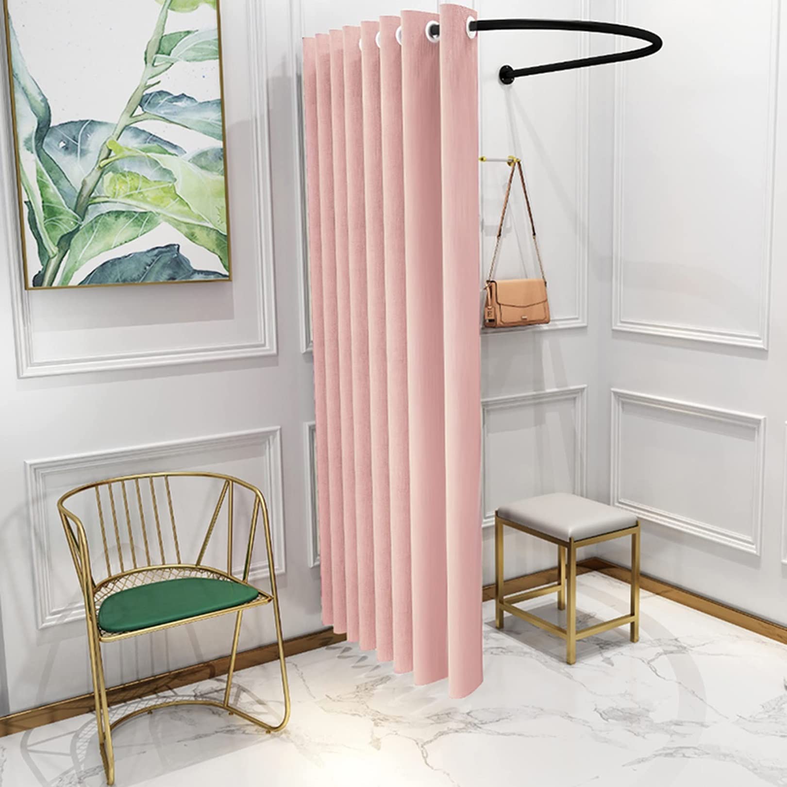 Clothing Store Fitting Room,U-Dressing Room,portable Simple Mobile Changing Room High Shading Rate Curtain Kit,Area Metal Track Locker Room For Shopping Malls,for Office Outdoor Activity And The Mall